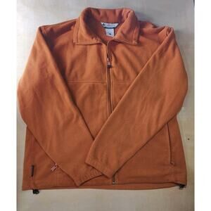 Columbia Men's Orange Fleece Jacket Full Zip Long Sleeve~Size Large